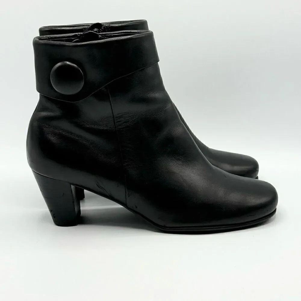 Ecco Black Side Zip Leather Booties - Women’s EU 39